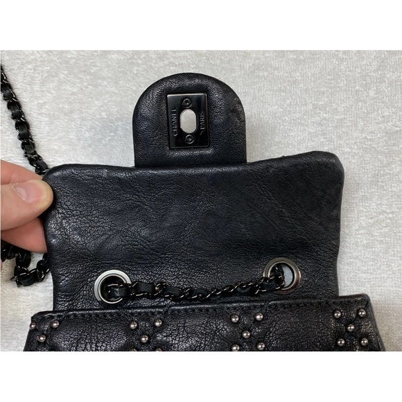 🔥SALE🔥Chanel mini rectangle classic flap studded Dallas black bag - Picture 14 of 16